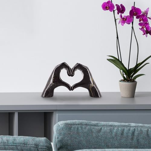 Heart Hands Sculpture Black Decor for Shelves
