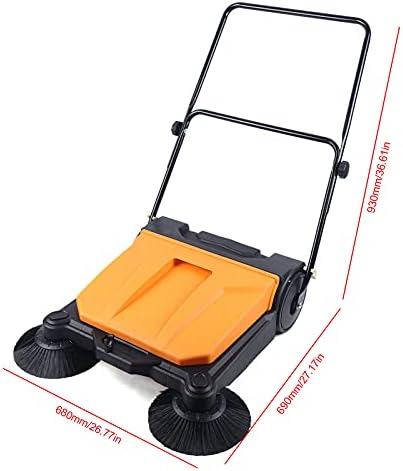 Netcoin 26 Inch Hand Push Floor Sweeper with 2 Brooms