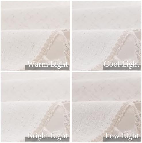 Natural Cream Beige Boho Linen Curtains 2 Panels