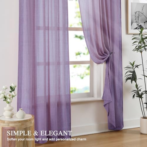 Anpark Purple Sheer Curtains 2 Panels 104 Inches Wide