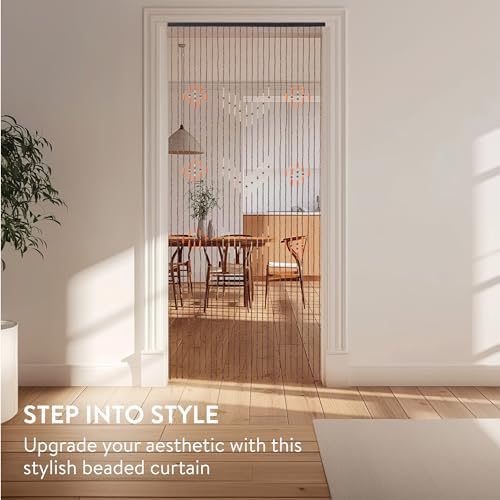 Navaris Bamboo Beaded Curtain 200x90cm