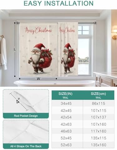 Cuang Life Tie Up Curtains 34x45in Gray Snowflake Retro Linen