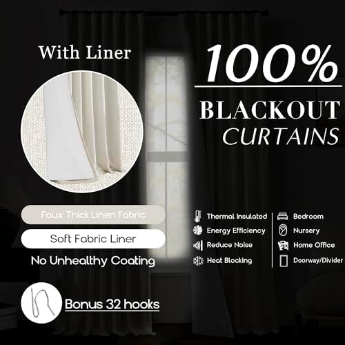 PANELSBURG Soundproof Curtains 90 Inch Tall Blackout Liners