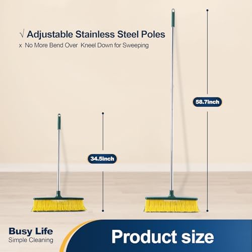 Yocada Heavy Duty Broom with Curved Bristles 587 Inch