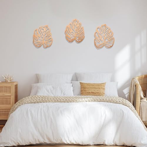 ULIOMU Palm Leaves Wall Decor 3Pcs Light Brown 1