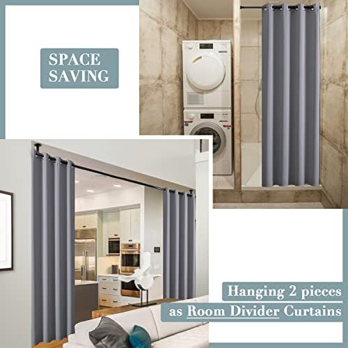 PANELSBURG Sliding Room Divider Light Grey 80 Inch