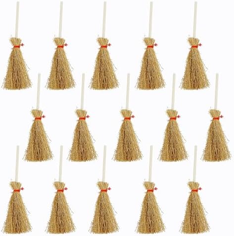 FAZHBARY 15PCS Mini Witch Brooms Halloween Decor
