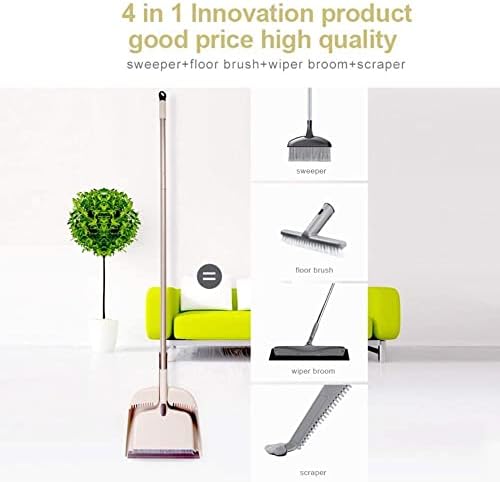 DDGURDH 54in Adjustable Hand Broom and Dustpan Set