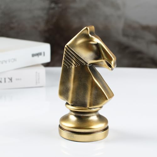 KalyZrts Chess Knight King Queen Gold Statue Decor
