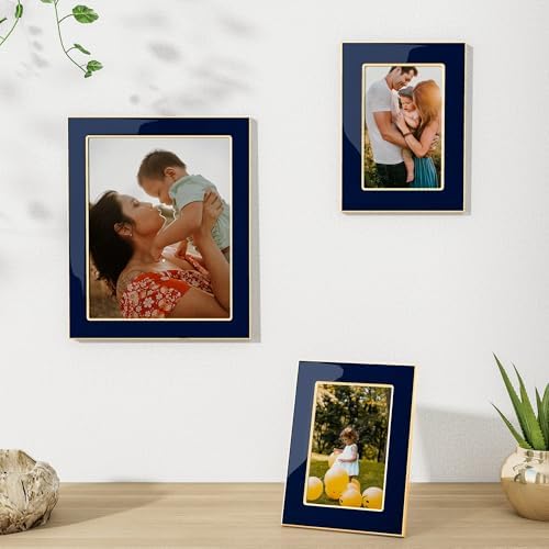 Fun Memories 5x7 Frame - Navy Blue with Gold Edges