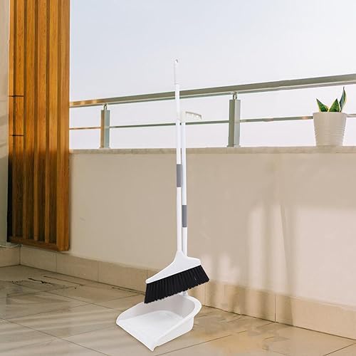 Lurrose Heavy Duty Broom and Dustpan Set with Long Handle