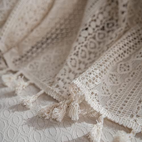 JOOJA 2 Panels Beige Crochet Sheer Curtains