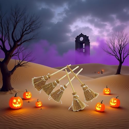 5Pcs Halloween Witch Broom Miniature Props 1