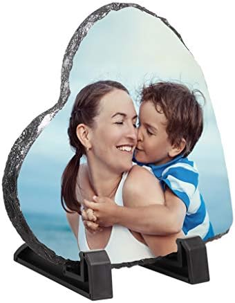 Moonlove Custom Heart Shape Rock Slate Photo Frame