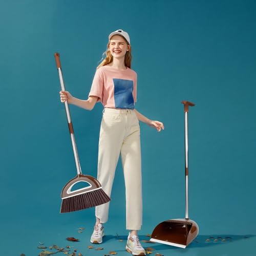 CENGNIAN Upright Dust Pan and Broom Set 180 Rotatable