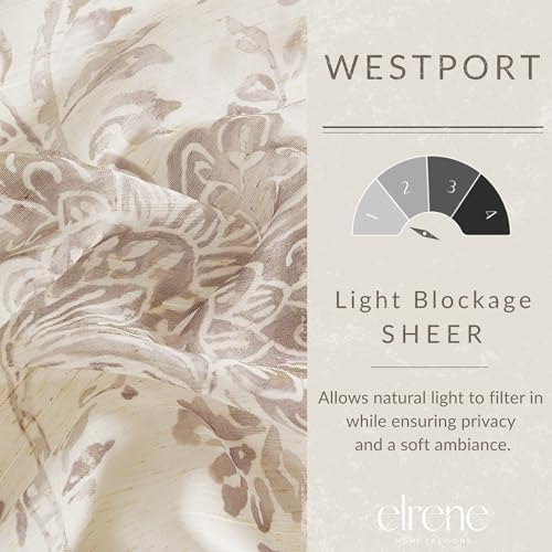 Elrene Westport Floral Sheer Curtain Panel 52 x 95