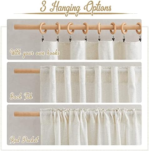 NICETOWN Linen Curtains 90 Long for Living Room Doorway