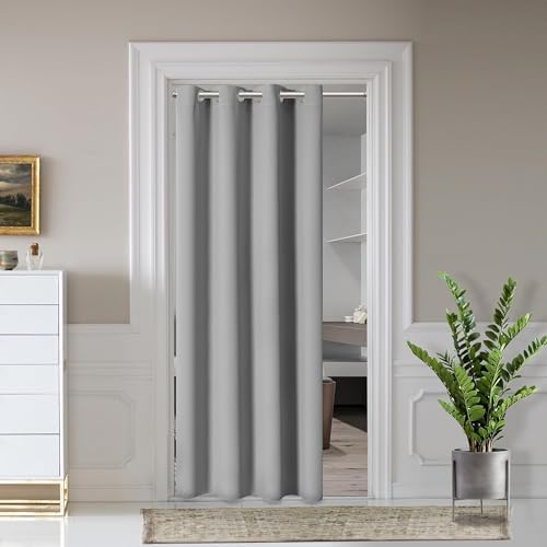 AOSKY Door Curtains - Light Grey Grommet Panels 52x90