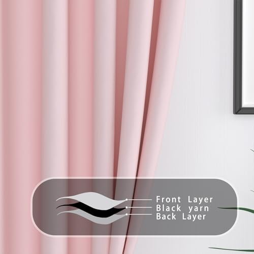 UPOPO Pink Curtains 2 Panels 52x92 Inch Blackout Drapes