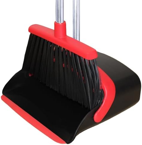 TIMY CLEAN Long Handle Broom Set with Dustpan