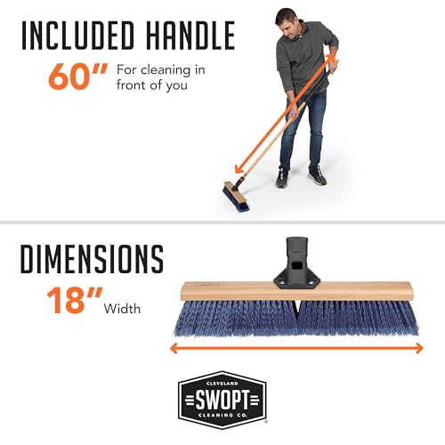 SWOPT 18 Push Broom with 60 EVA Foam Handle Blue