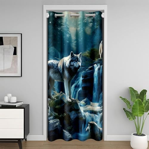 Feelyou Wolf Door Curtain 34x80 Blackout Privacy Panel 1