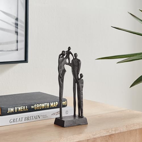 Brown Cast Iron Family of Four Sculpture - Tabletop Decor