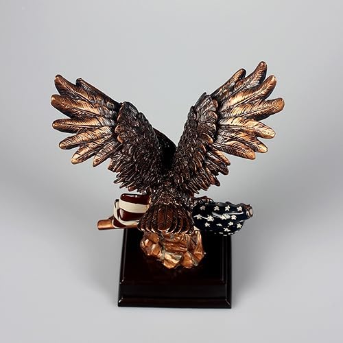 Bald Eagle with American Flag Statue Decor Figurine