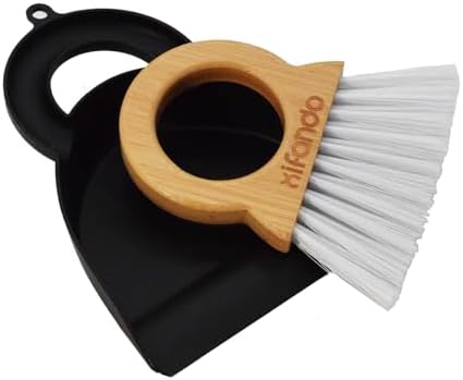 Xifando Mini Broom and Dustpan Set with Bamboo Handle