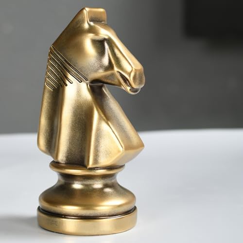 KalyZrts Chess Knight King Queen Gold Statue Decor