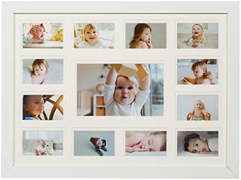 White Wood Collage Picture Frame with 13 Openings