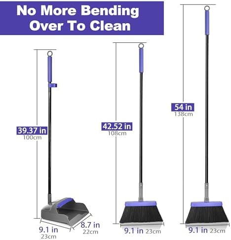 TRENNCHI Collapsible Broom Dustpan Combo 54 Inch Long Handle