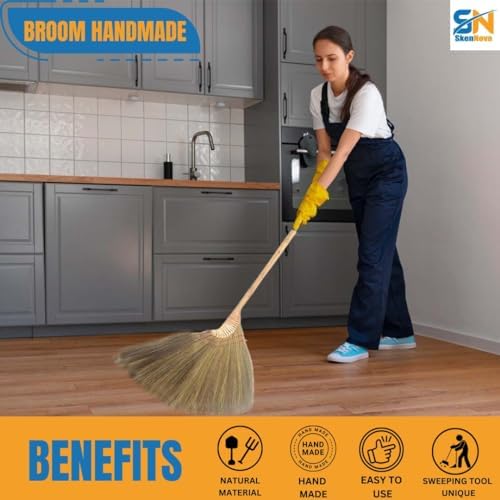 SN SKENNOVA Handmade Bamboo Push Broom