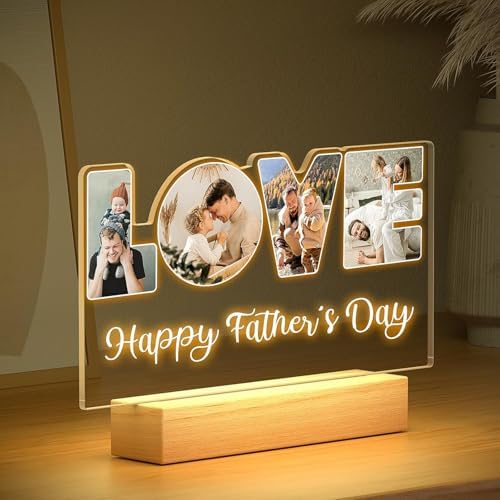 Personalized LOVE Photo Frame with Night Light for DadBabyKidFamilyPet