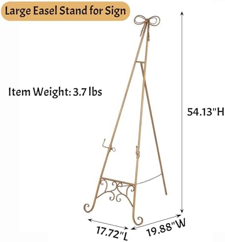 MOCOME Gold Adjustable Easel Stand for Signs and Art