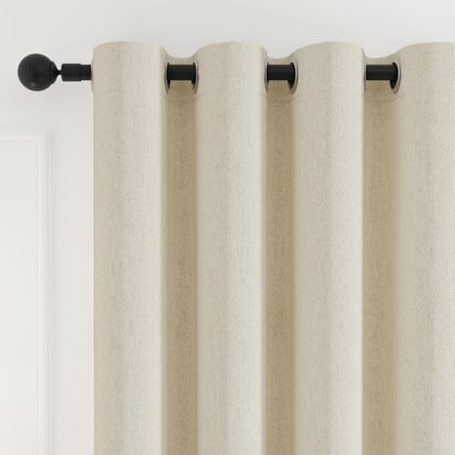 Rinwoc Blackout Curtains 90 Inch 2 Panels Farmhouse Linen-Blend