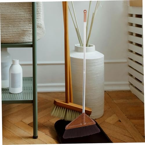 Wood Grain Broom with Ergonomic Handle for Indoor Outdoor Cleaning
