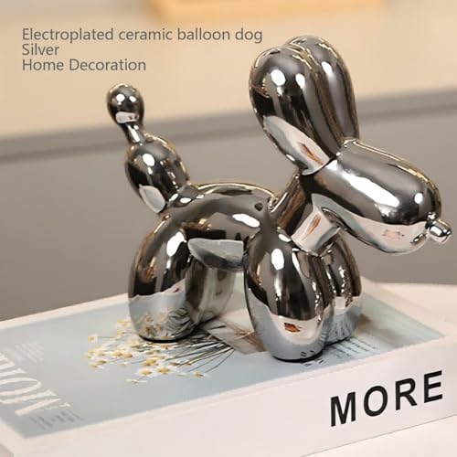 ZEYI Dec Cute Silver Balloon Dog Statue Decor
