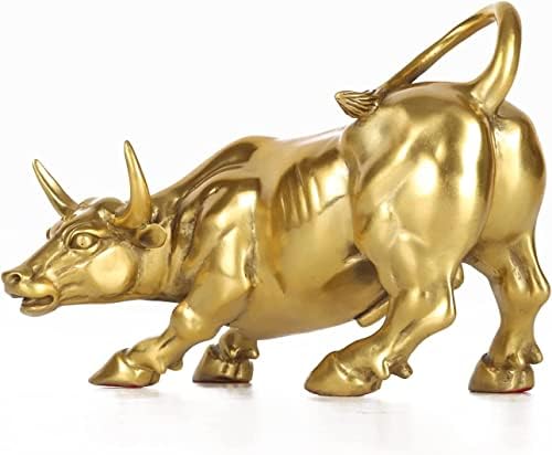Wall Street Bull Statue 7 Inch Gold Brass Figurine
