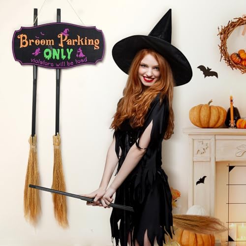 Bnesi Halloween Wall Decorations Broom Parking Sign
