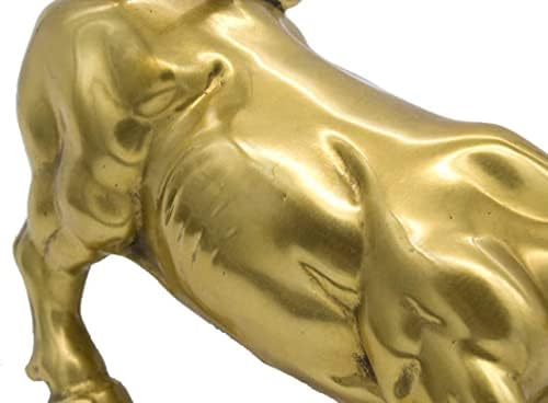 Wall Street Bull Statue 7 Inch Gold Brass Figurine