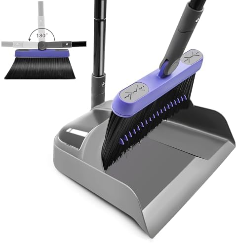 TRENNCHI Collapsible Broom Dustpan Combo 54 Inch Long Handle