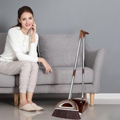 CENGNIAN Upright Dust Pan and Broom Set 180 Rotatable