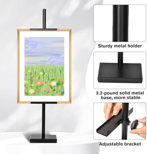 Adjustable Metal Picture Frame Stand - 29 Inch Sturdy Black Easel
