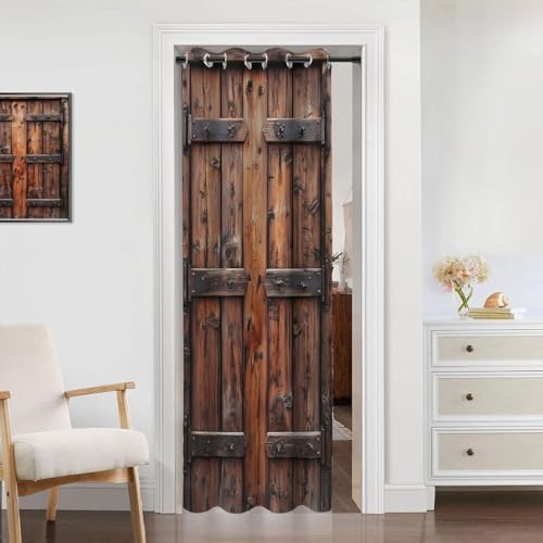 Shixiaoyan Rustic Wooden Door Curtain 34x80 Inches