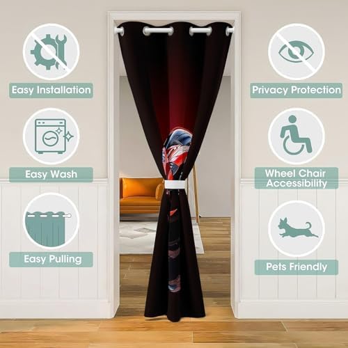 Feelyou Racing Car Door Curtain 34x80 Red 3D Printed Panel