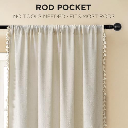 Joydeco Beige Boho Curtains 2 Panels 90 Inches Long 1