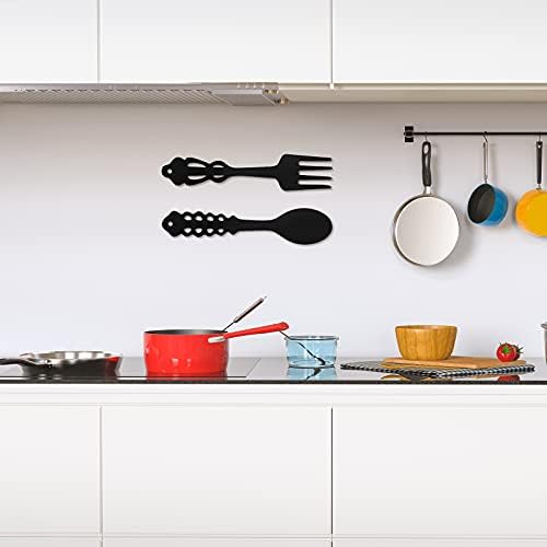 Hotop 2 Piece Metal Fork Spoon Wall Decor