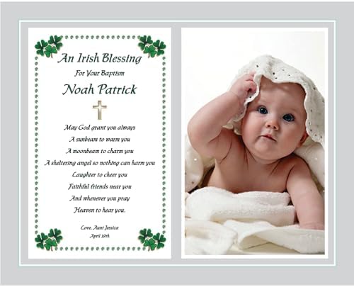 Poetry Gifts Baptism Irish Blessing with Name and Photo 8x10 Inch Print