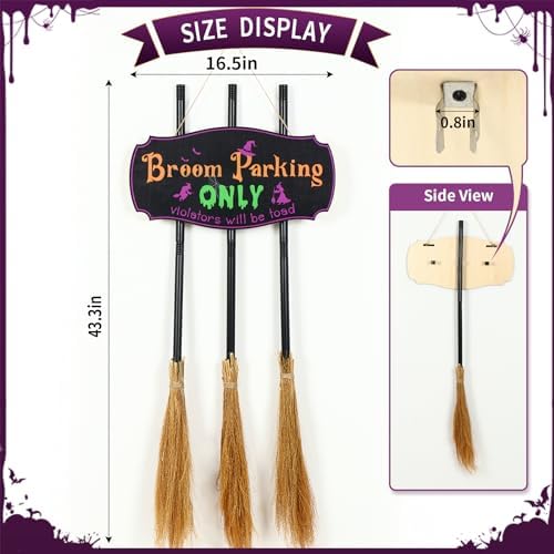 Bnesi Halloween Wall Decorations Broom Parking Sign